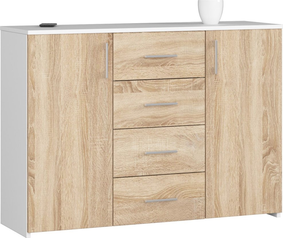 Fabryka Mebli Akord KOMODA K 45 110 cm BIAŁA / SONOMA