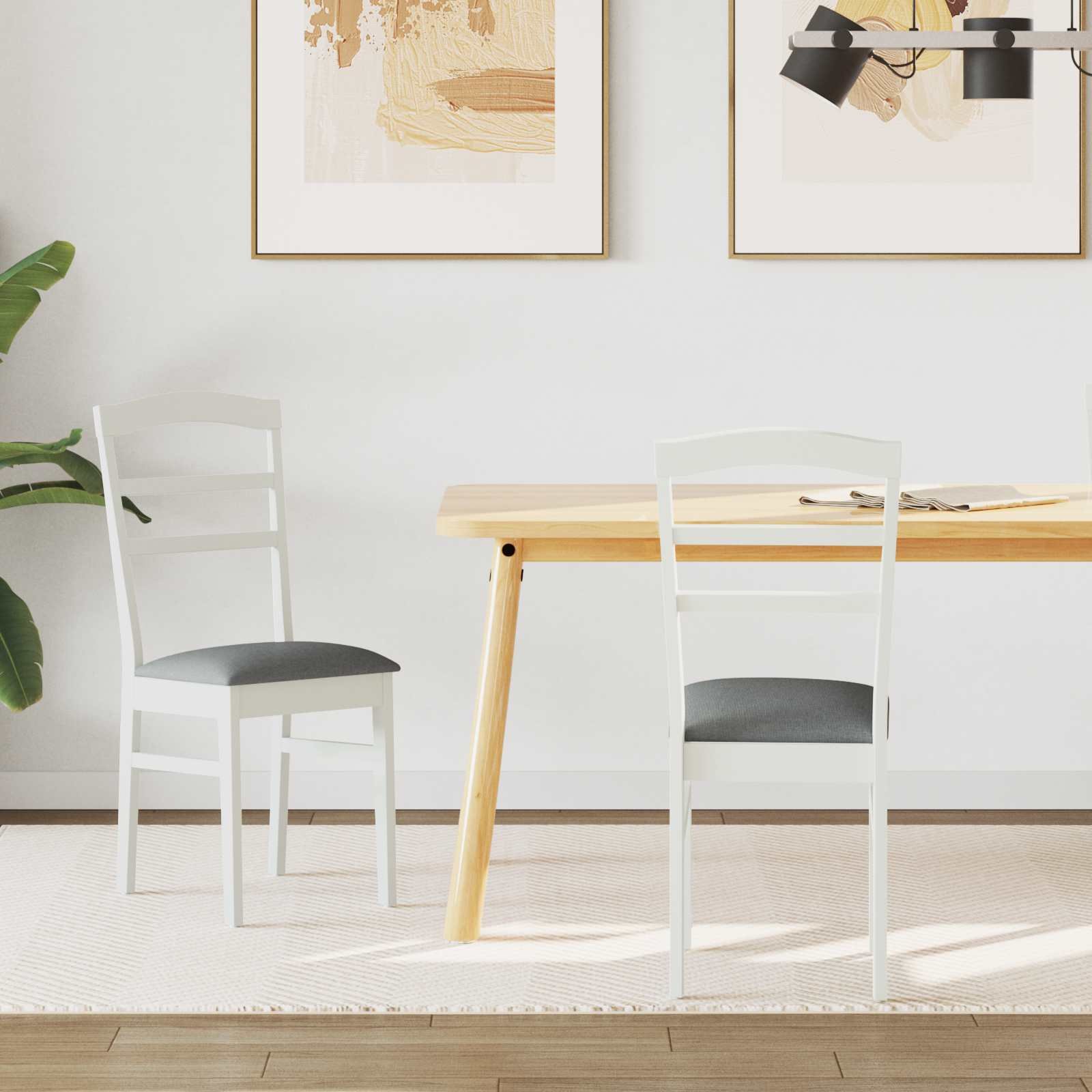 vidaXL Krzesło jadalniane 2 pcs Biały i szary Drewno twarde