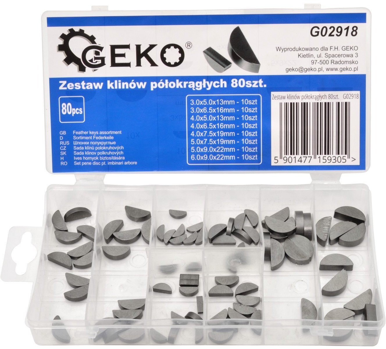 Zestaw klinów półokrągłych 80szt. (20)