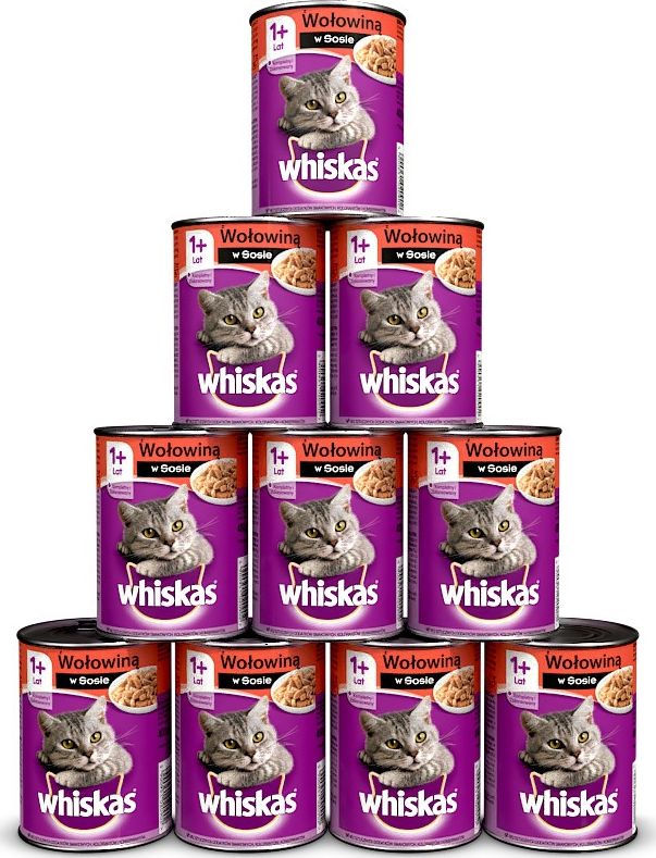 Whiskas WHISKAS Adult puszka 12x400g - mokra karma dla kotów wołowiną w sosie