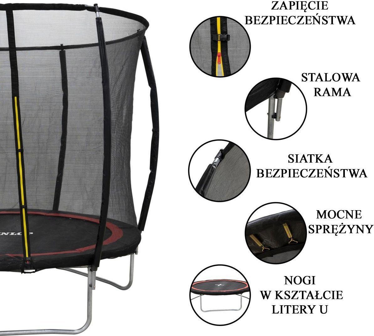 Dunlop TRAMPOLINA DUNLOP PREMIUM Z SIATKĄ WEWNETRZNĄ fi244cm