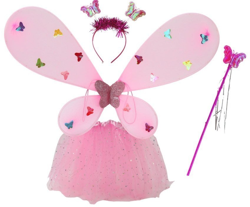 Kostium Wróżki Strój Przebranie Motyla Różowy Skrzydła EDUKAMP
