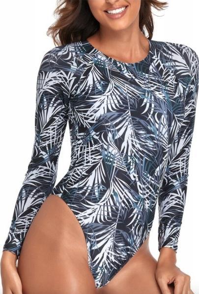Pan i Pani Gadżet Strój kąpielowy jednoczęściowy długi rękaw liść