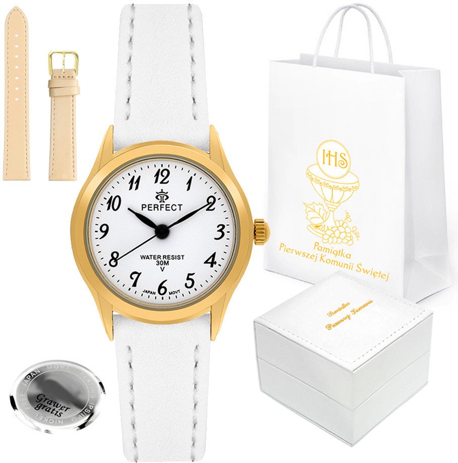 Zegarek Komunijny PERFECT LXC048G-17 z dwoma paskami