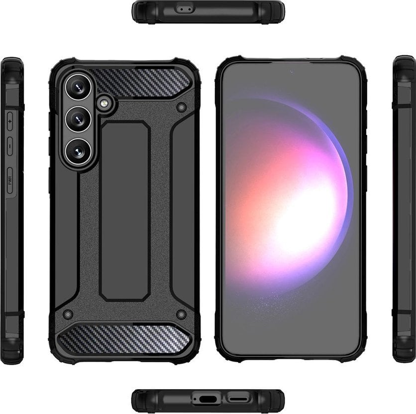 Hybrid Armor etui na Samsung Galaxy S24 FE pancerny hybrydowy pokrowiec - czarne