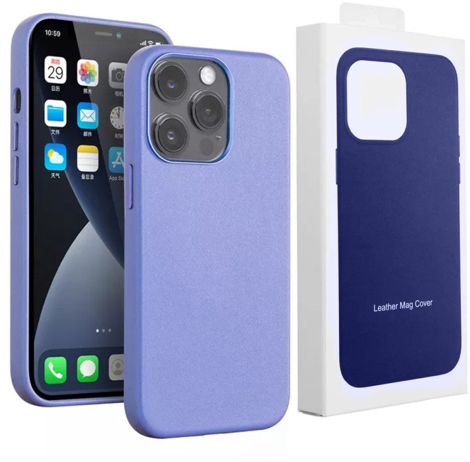 Etui Skórzane Magsafe Supero do iPhone 13 Pro Max, niebieskie