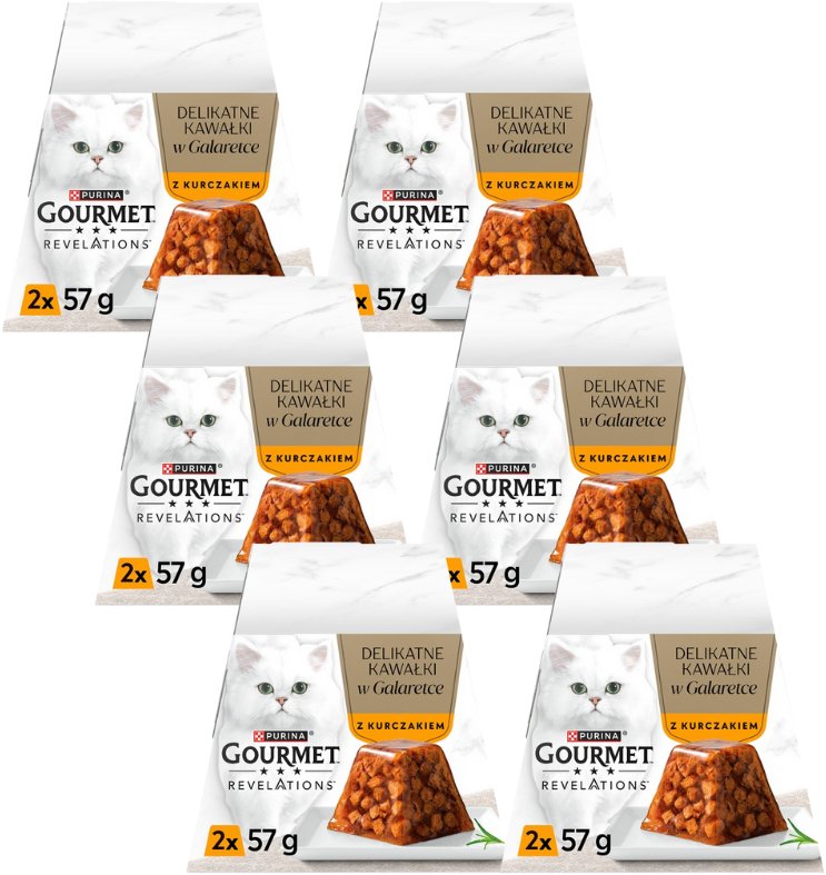 GOURMET Revelations Delikatne Kawałki w Galaretce z Kurczakiem 6x(2x57g)