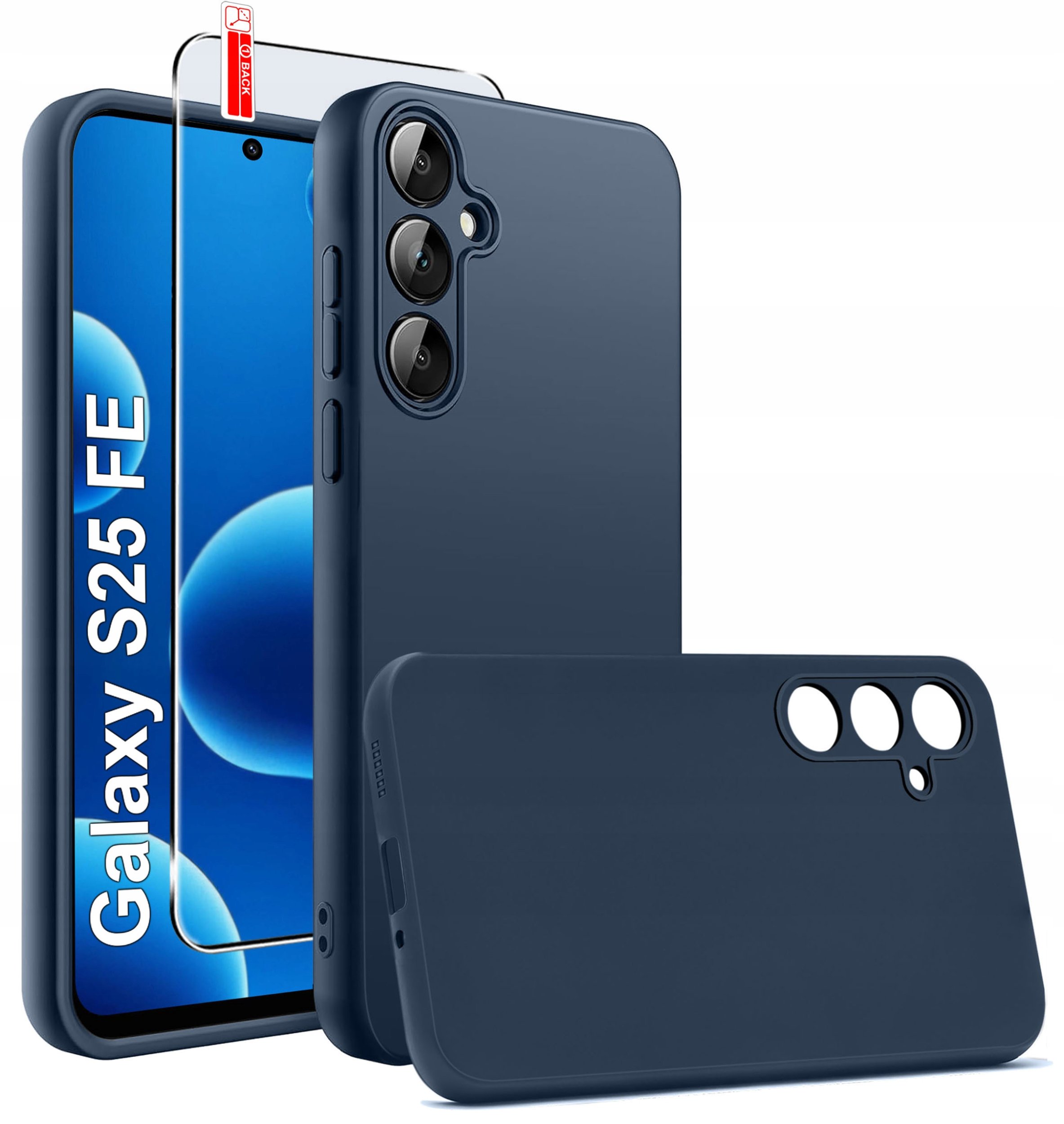 Etui Granatowe Matowe Silikon Slim do Samsung S25 FE + SZKŁO 9H