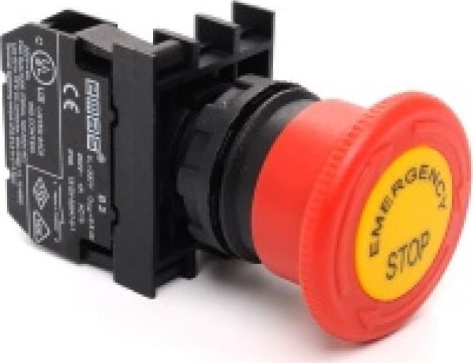 Emas Przycisk dłoniowy bezpieczeństwa, grzybek 40mm z opisem, czerwony T0-B200E-E