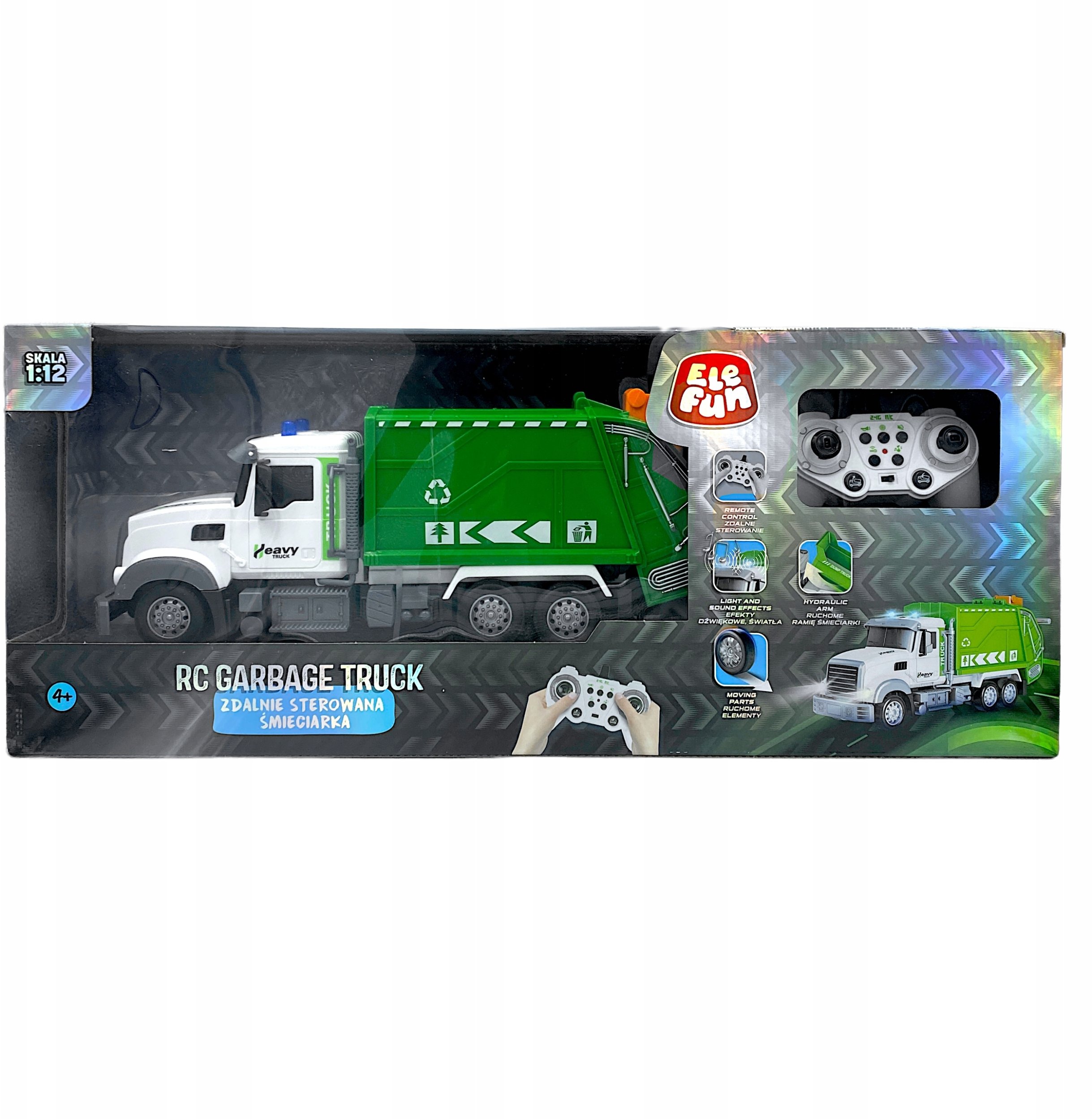 Zdalnie sterowana Ciężarówka - Śmieciarka 2,4GHz