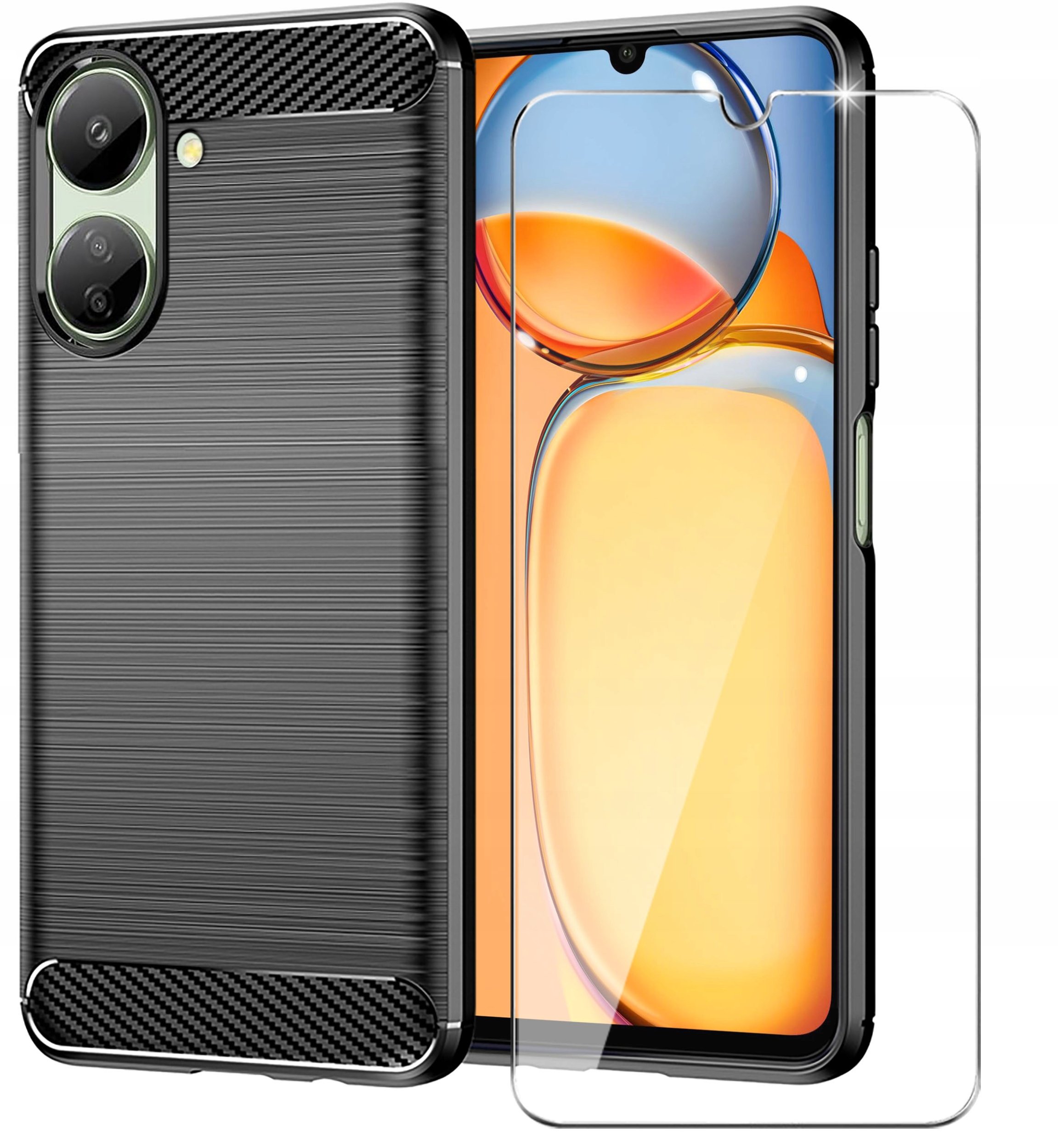 Etui do Xiaomi Redmi 13C | Poco C65 Pancerne Carbon CASE + Szkło 9H