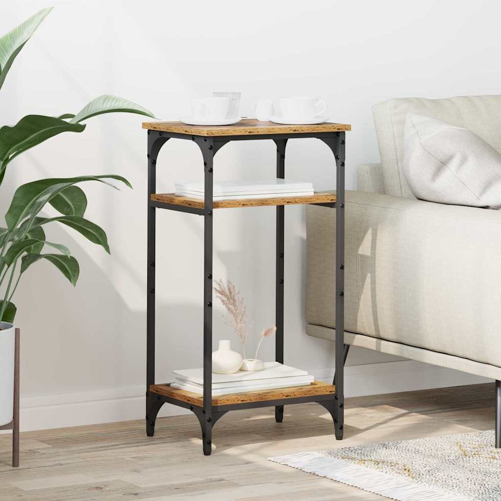 vidaXL Stolik boczny z półką Stare drewno 40 x 30 x 75 cm