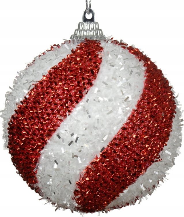 Kaemingk Bombka choinkowa czerwono-biała 10cm piankowa błyszcząca
