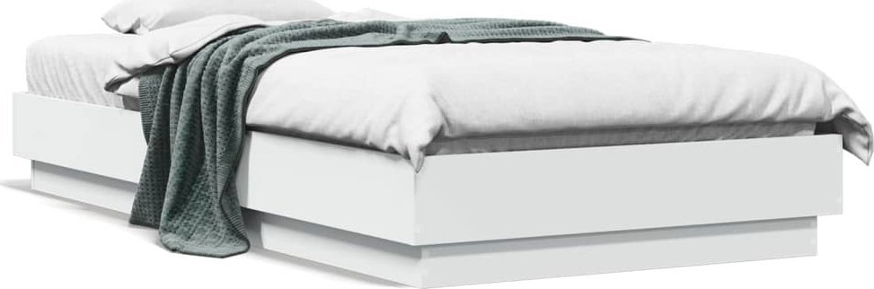 vidaXL Rama łóżka, biała, 90x190 cm, materiał drewnopochodny