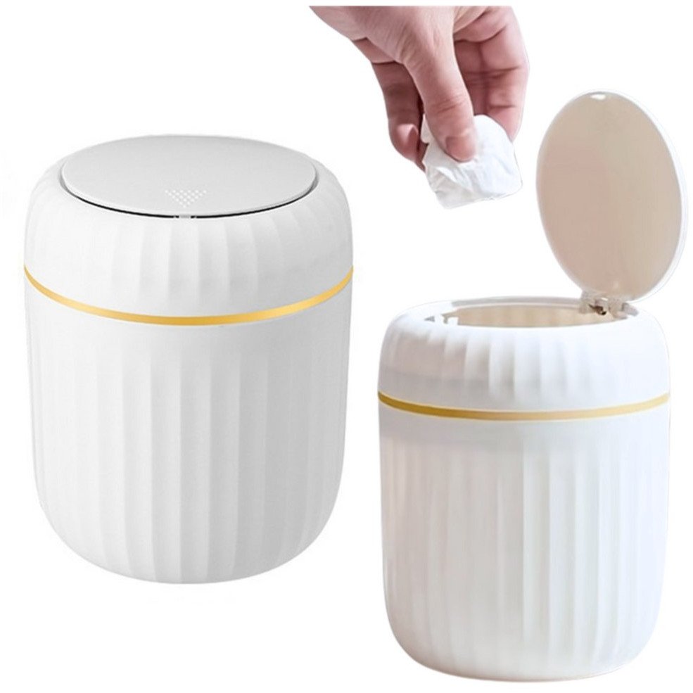 Mini Kosz Na Śmieci Otwierana Pokrywa Uniwersalny Elegancki Biały