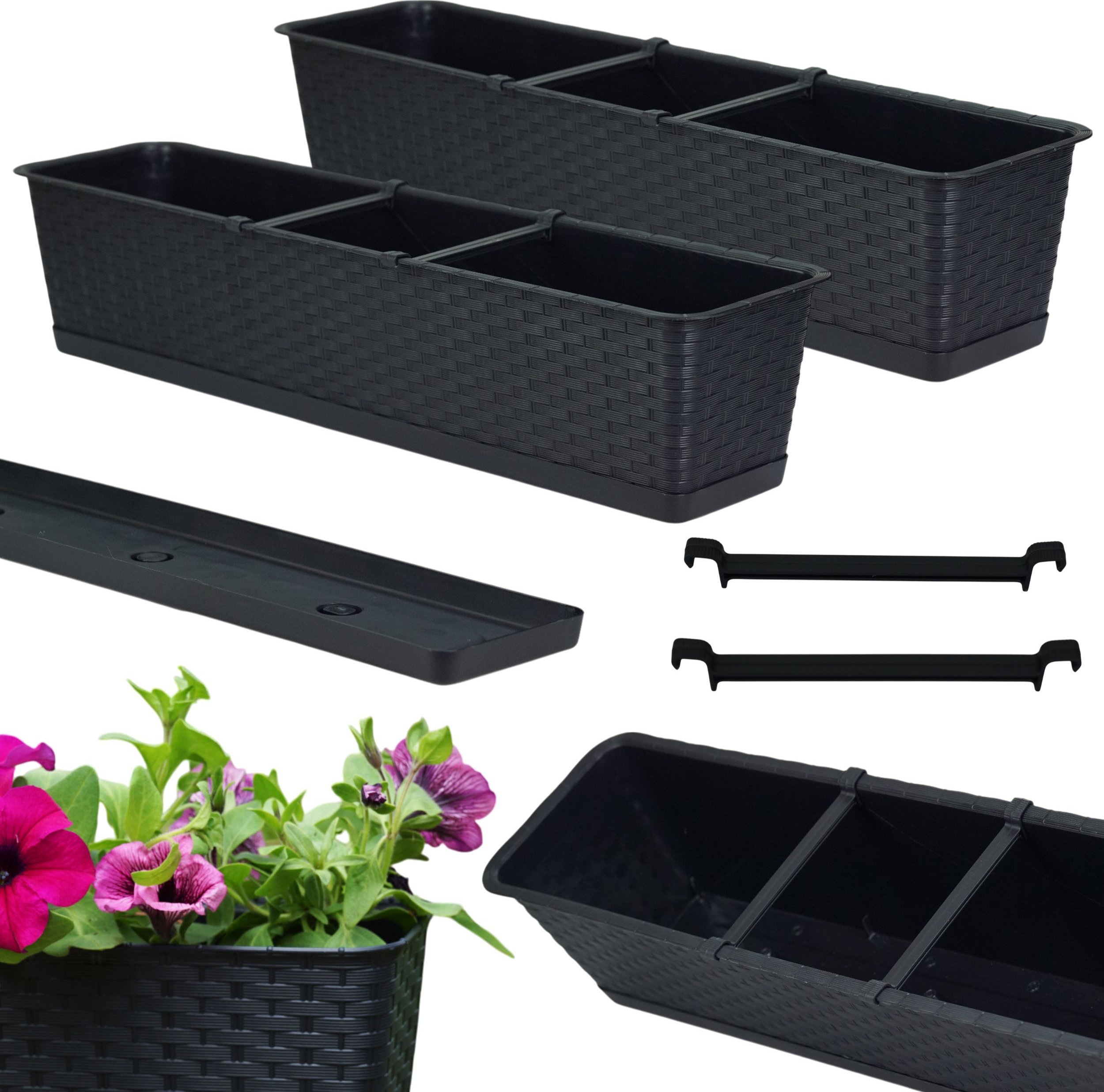 2x Skrzynka balkonowa Ratolla z podstawką ISR700P Doniczka prostokątna