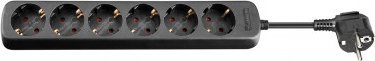 Listwa zasilająca Triton Listwa zasilająca z 6 gniazdami, 3m, czarny - Długość kabla 3 m