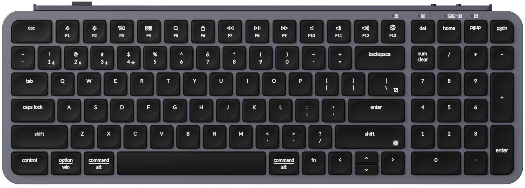 Klawiatura Keychron B2 Pro Wireless (B2P-K1) - układ US - Ultra Low Profile Scissor - Kosmiczna szara (Pilka) Membraninę Belaidą Klawiaturę