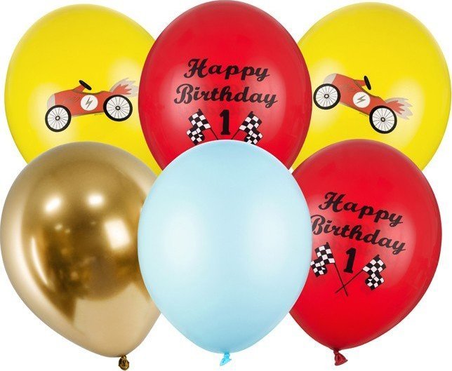 PartyDeco Balony lateksowe auta kolorowe pastelowe urodziny