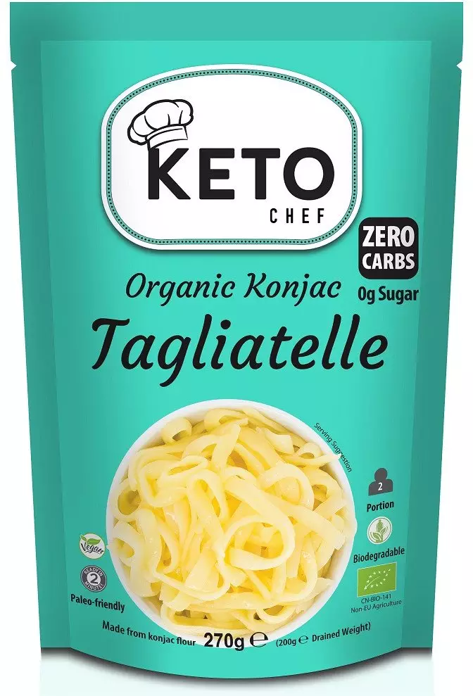 MAKARON KETO (KONJAC TYPU NOODLE TAGLIATELLE) BEZGLUTENOWY BIO 270 g - KETO CHEF (BETTER THAN FOODS)