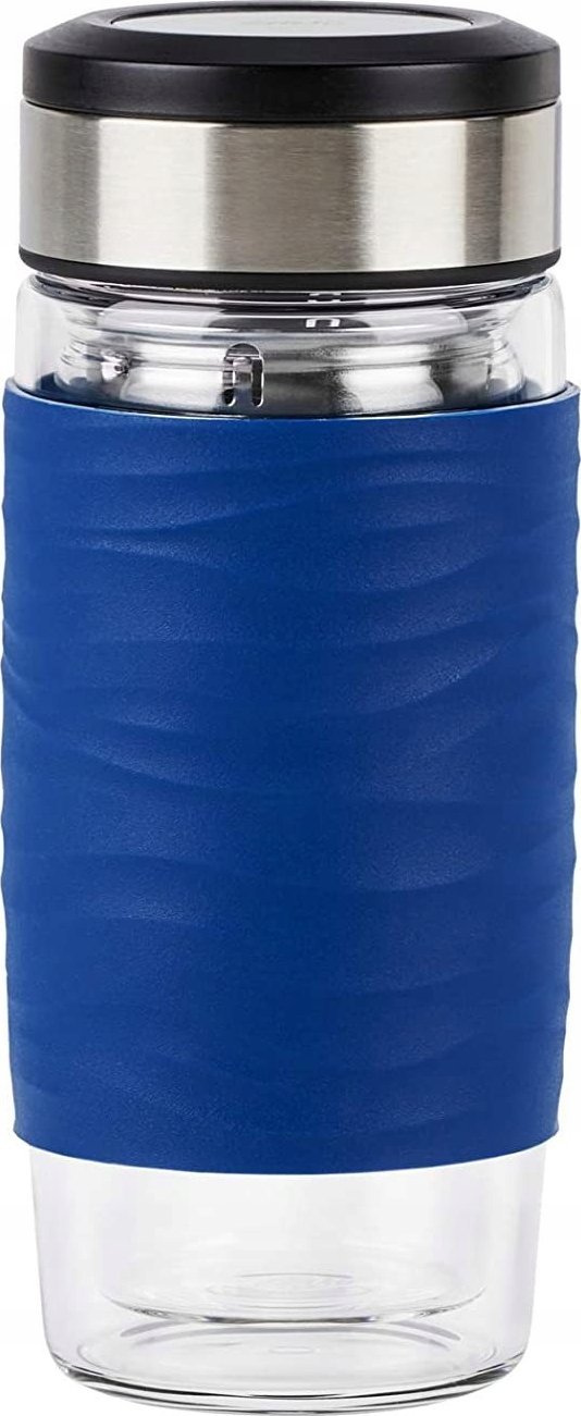 Emsa Emsa Tea Mug thermal tea mug 0.4 liters (blue/transparent, glass, screw cap)