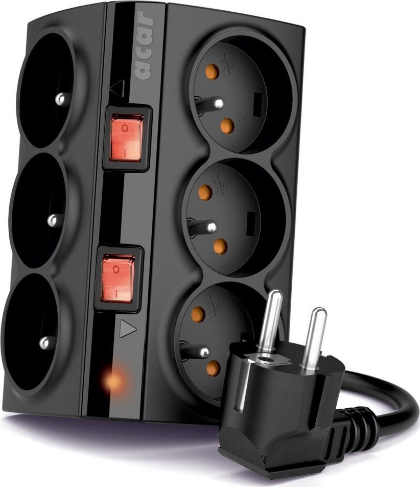 Listwa zasilająca Acar Smart przeciwprzepięciowa 6 gniazd 1.5 m czarna (W0153)