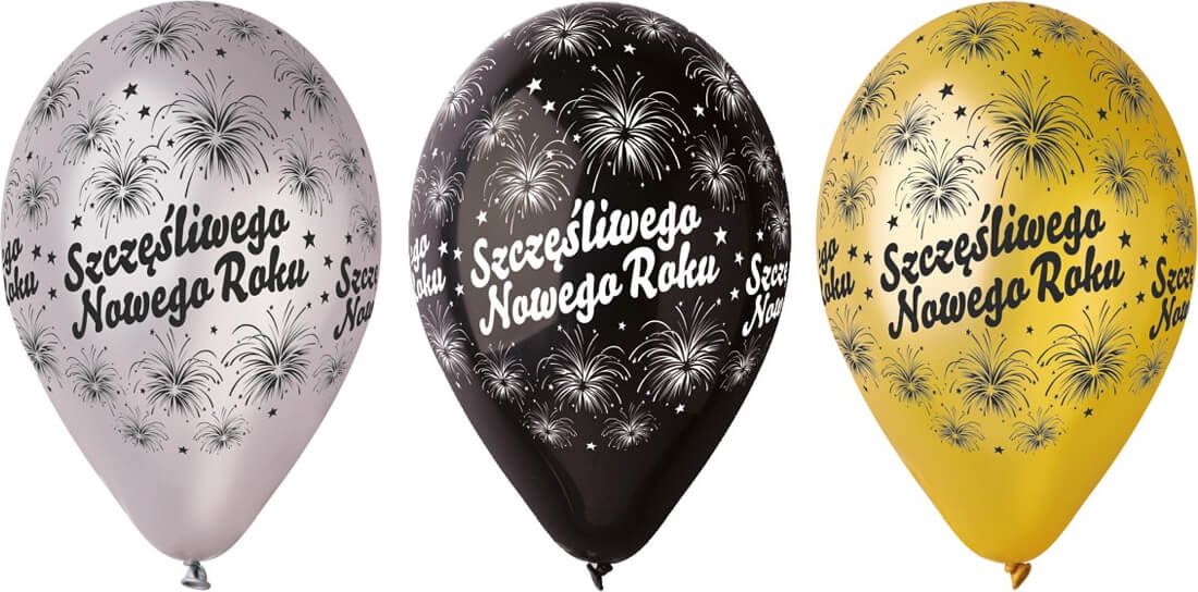 Gemar Balony Szczęśliwego Nowego Roku - 30 cm - 6 szt. uniwersalny