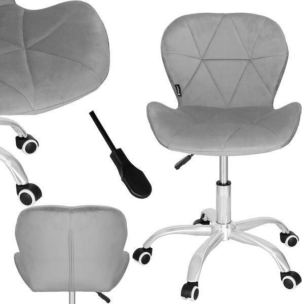 Krzesło biurowe Springos Fotel biurowy obrotowy krzesło na kółkach, do nauki, pracy przed komputerem szare UNIWERSALNY