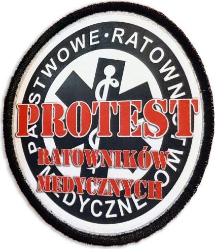 Polska Firma Emblemat PROTEST RATOWNIKÓW MEDYCZNYCH na rzepie 8,5 cm