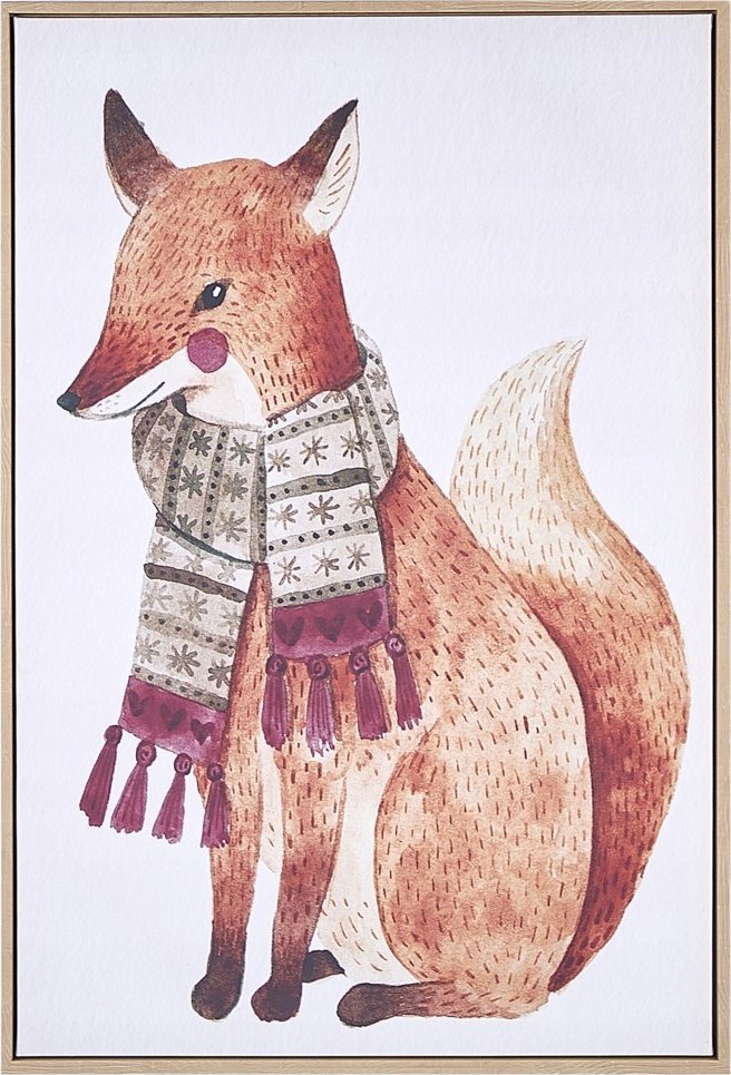 Beliani Obraz na płótnie w ramie lis 63 x 93 cm brązowy MUCCIA