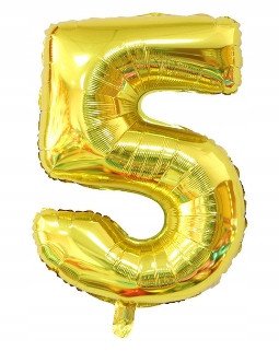 Balon Foliowy Na Hel CYFRA - 5 kolor ZŁOTY - 80CM