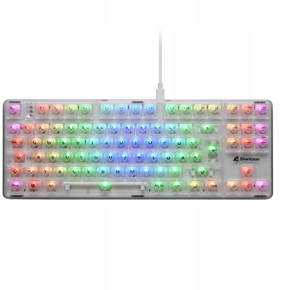 Klawiatura Sharkoon Gaming Klawiatura Crystal Shark biały DE
