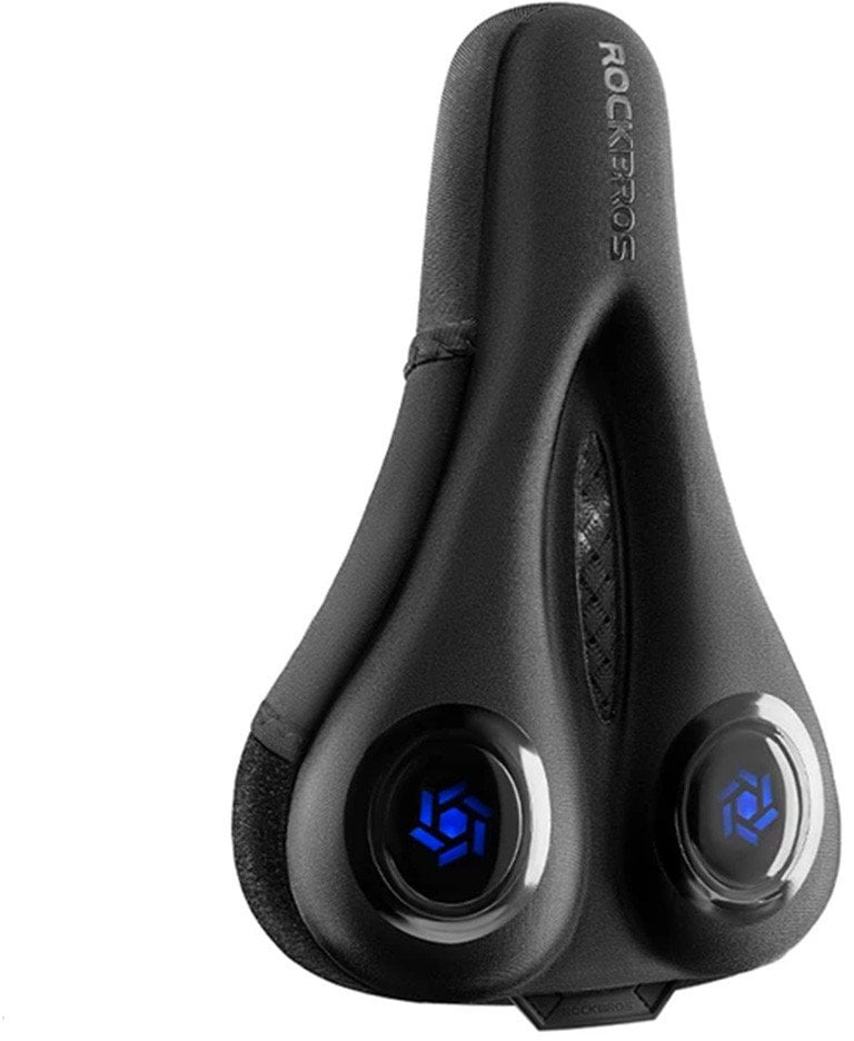 Żelowo piankowa nakładka na siodełko rowerowe z osłoną przeciwdeszczową - czarno-niebieskie Żelowo piankowa nakładka na siodełko z osłoną przeciwdeszc