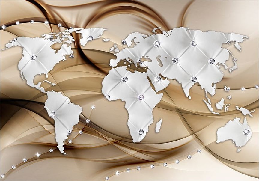 DecoNest Fototapeta - Mapa świata - Biały Diamenty - 400X280