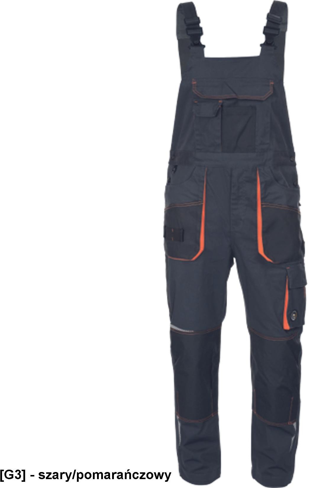 EMERTON STRETCH - emerton stretch ogrodniczki OXFORD 600D na kolanach wkładki nakolannikowe odblaski 65 % poliester 32 % - szary/pomarańczowy 48