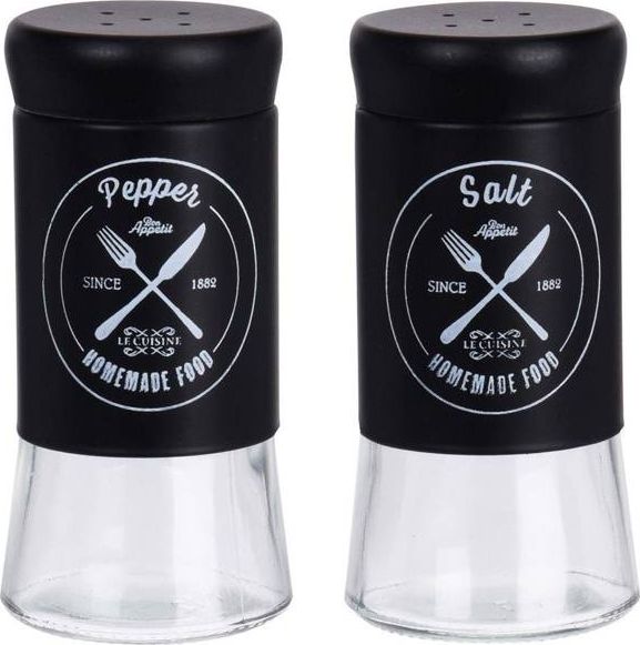 Excellent Houseware Przyprawnik CZARNY solniczka + pieprzniczka zestaw do przypraw soli i pieprzu