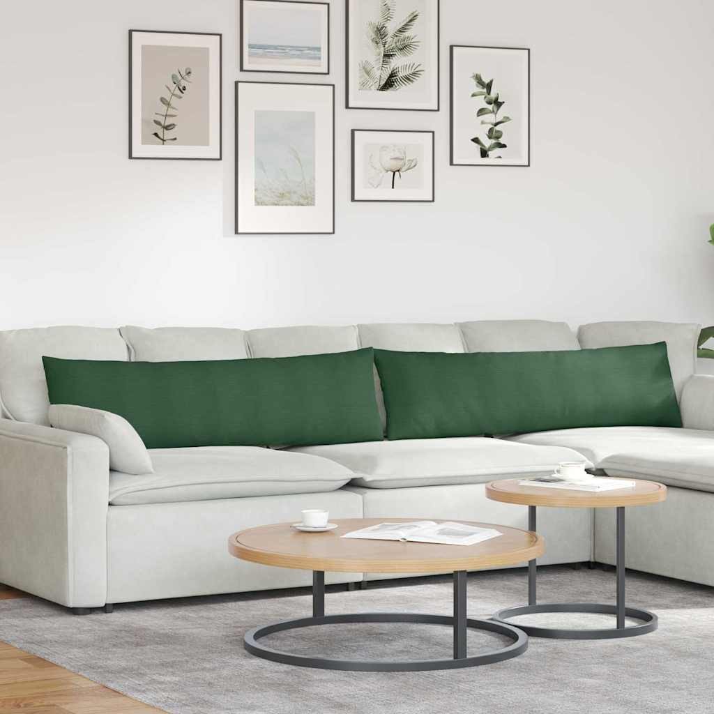 vidaXL Poduszki na sofę 2 pcs Ciemna zieleń 145 x 40 cm