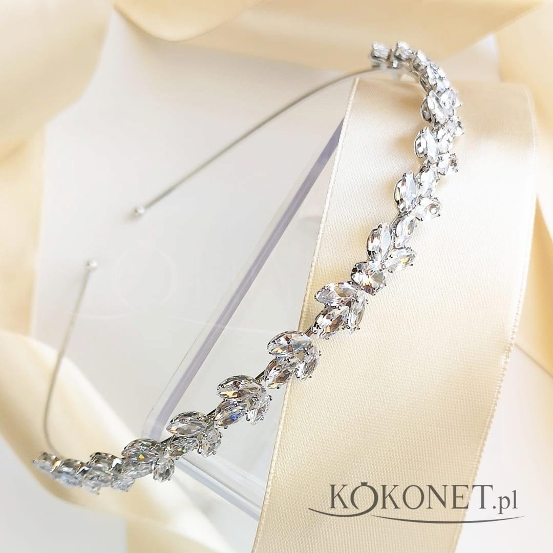 KOKONET Opaska z cyrkoniami srebrna wieczorowa elegancja
