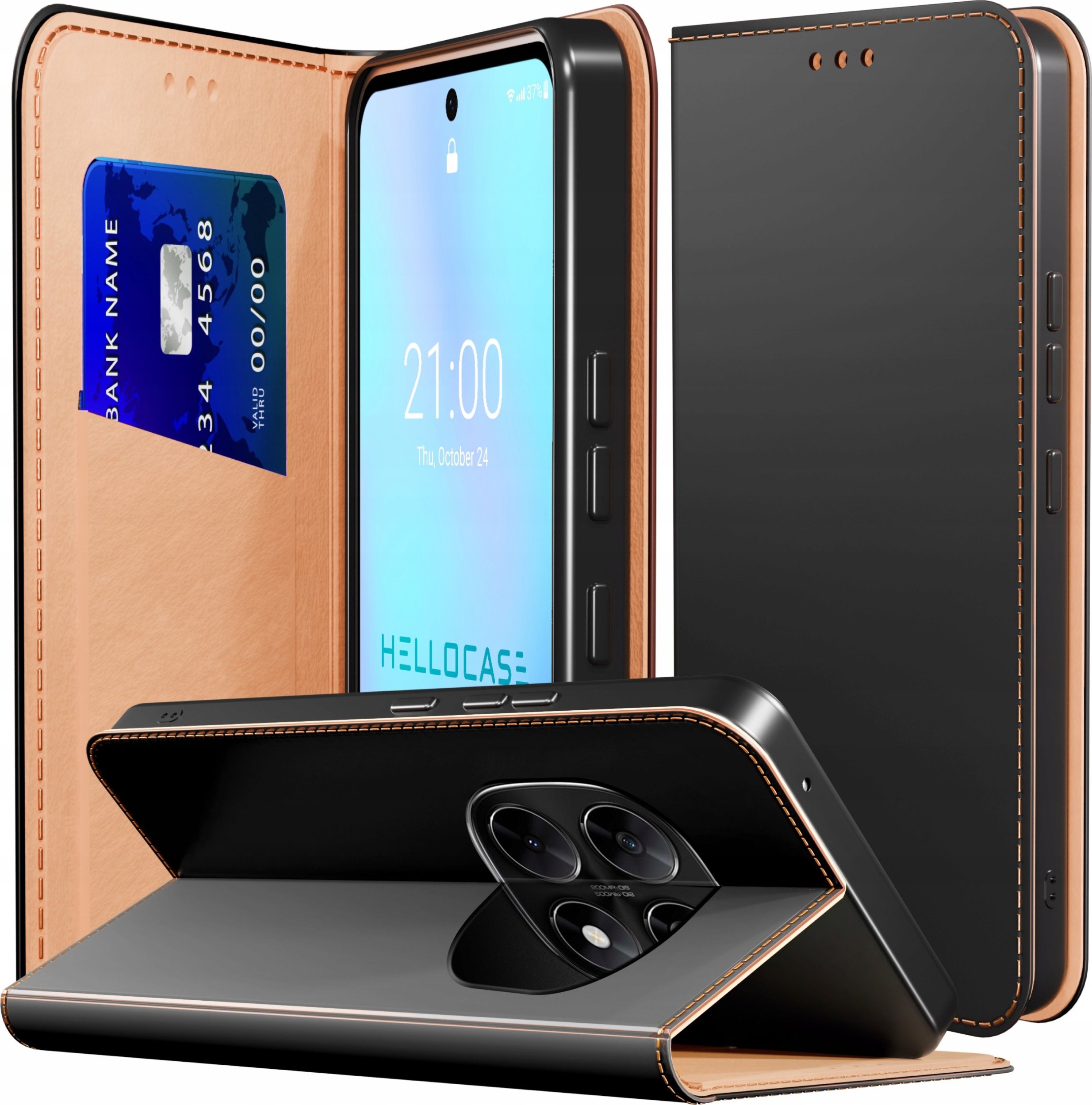 Etui z Klapką do Redmi Note 14 Pro 5G / 14 Pro Plus 5G (Skórzane, Czarne)