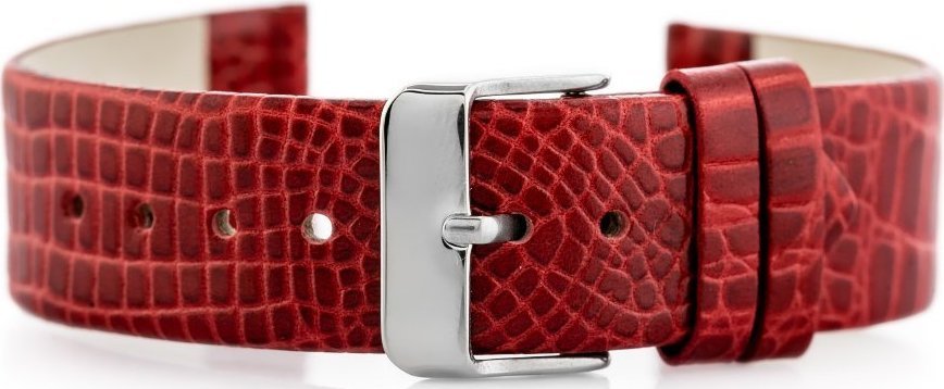 Pasek skórzany do zegarka W57 - czerwony - 22mm