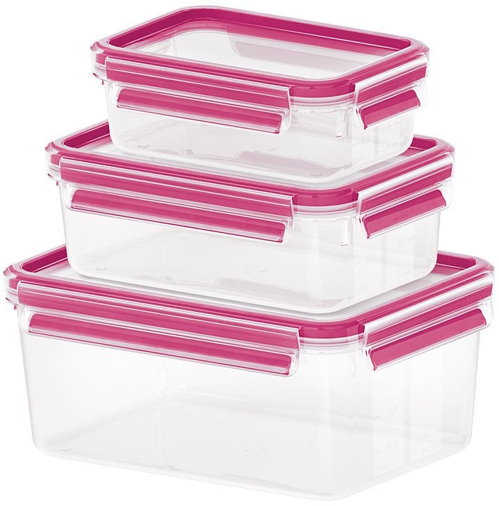 EMSA 515584 pojemnik do przechowywania żywności Prostokątny Pudełko Zielony, Przezroczysty 3 szt.