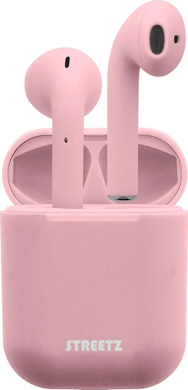 Słuchawki Streetz Ausinės į ausis STREETZ True Belaidės, didelės, 300 mAh, su krovimo dėklu, rožinės / TWS-0006