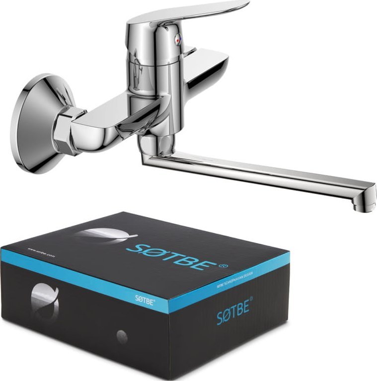 Bateria umywalkowa Sotbe SOTBE VANTAA Bateria ścienna umywalkowa z długą wylewką kran do umywalki