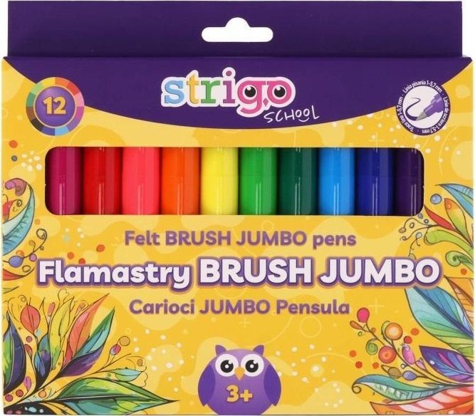 Flamastry z końcówką Jumbo 12 kolorów STRIGO