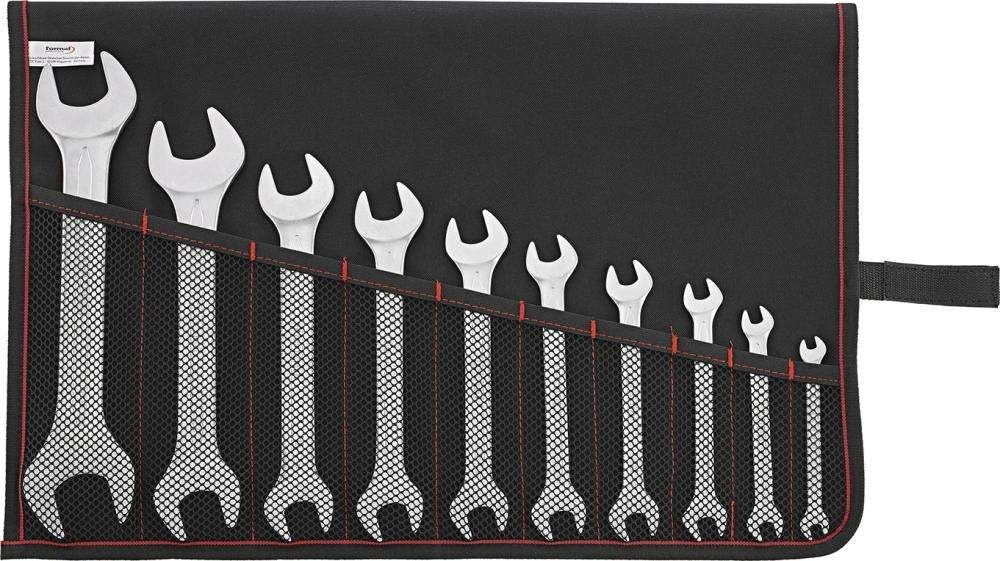 Zestaw kluczy płaskich dwustronnych DIN3110 6-32mm 10częściowy w zwijanymetui FORMAT