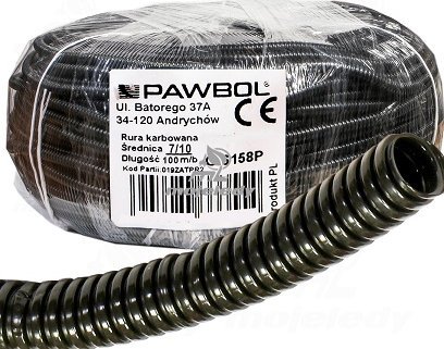Pawbol Rura karbowana Pawbol G.6157P samochodowa, zwykła 100 m, 7/10 mm czarna