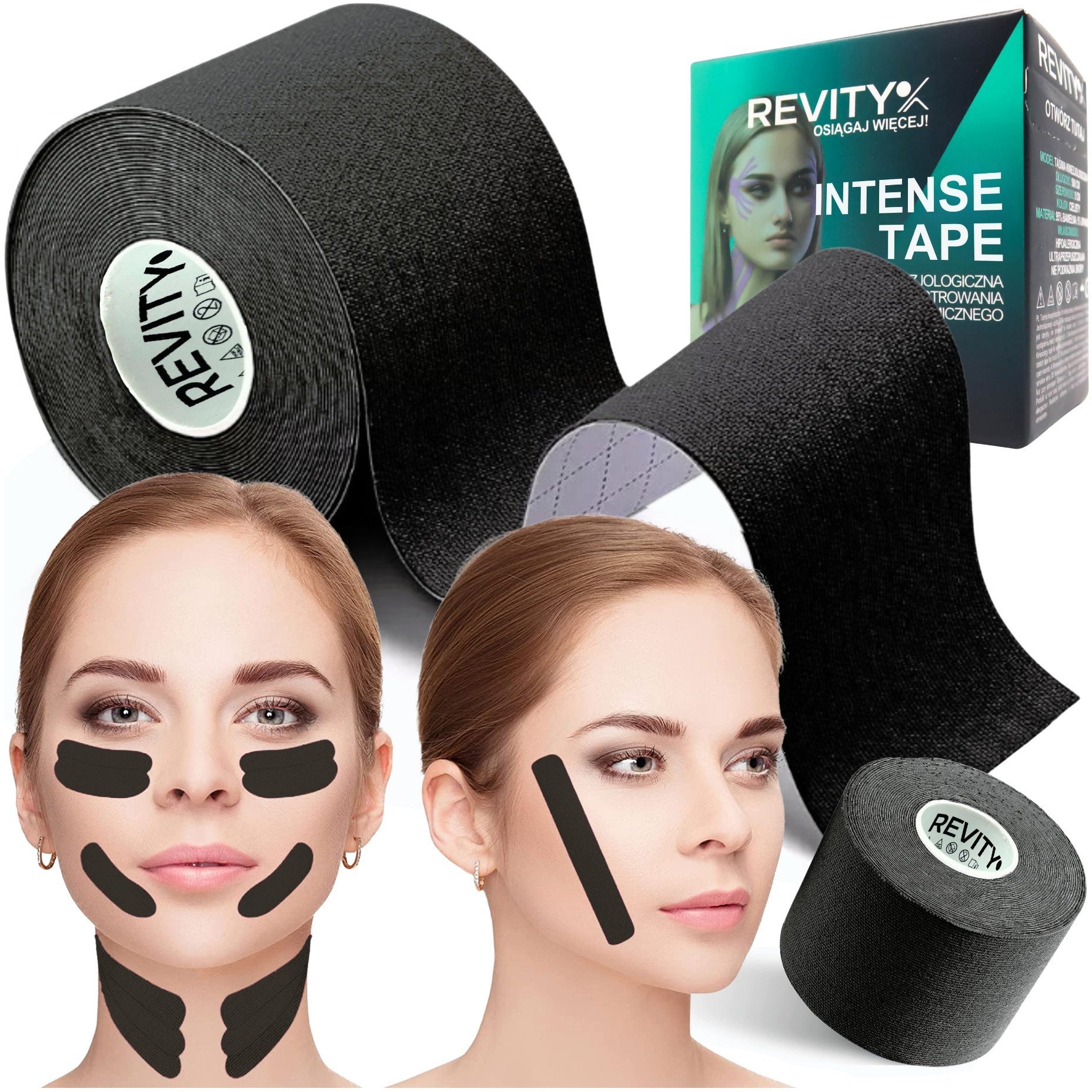 Taśma kinezjologiczna do twarzy i biustu medyczna Revity kinesio tape 5 cm x 5 m 1 szt.