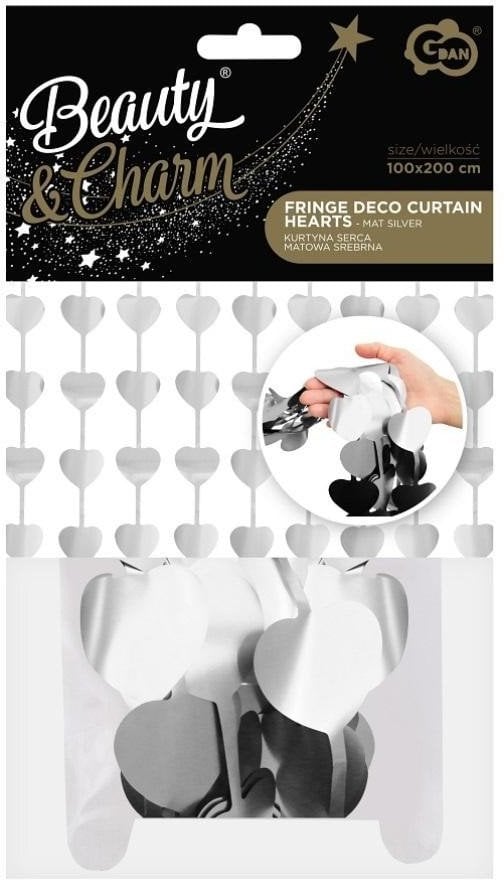 GoDan Kurtyna B&C serca matowa srebrna 100x200cm