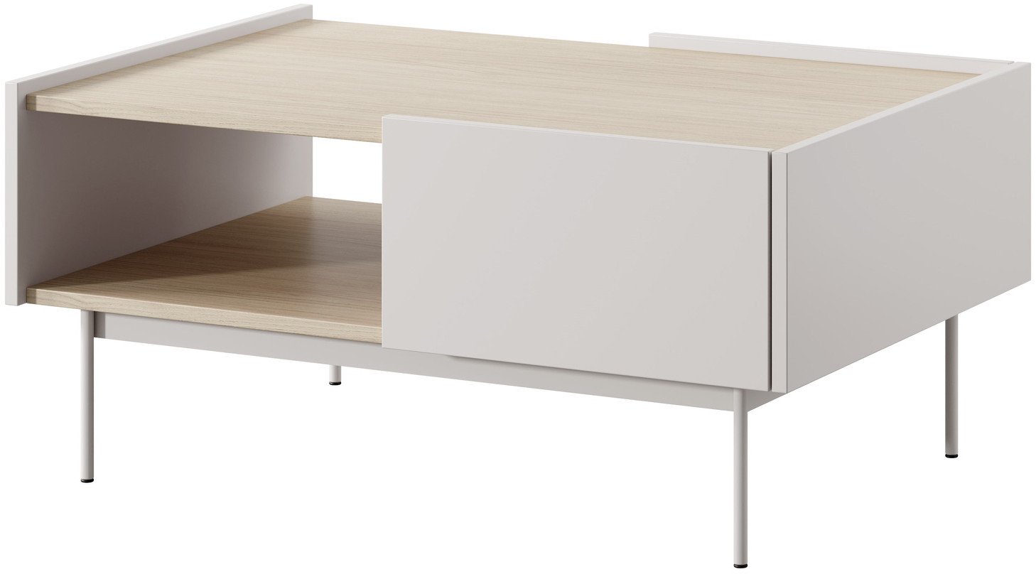 Stolik kawowy Lumo w kolorze cashmere i metalowymi nóżkami