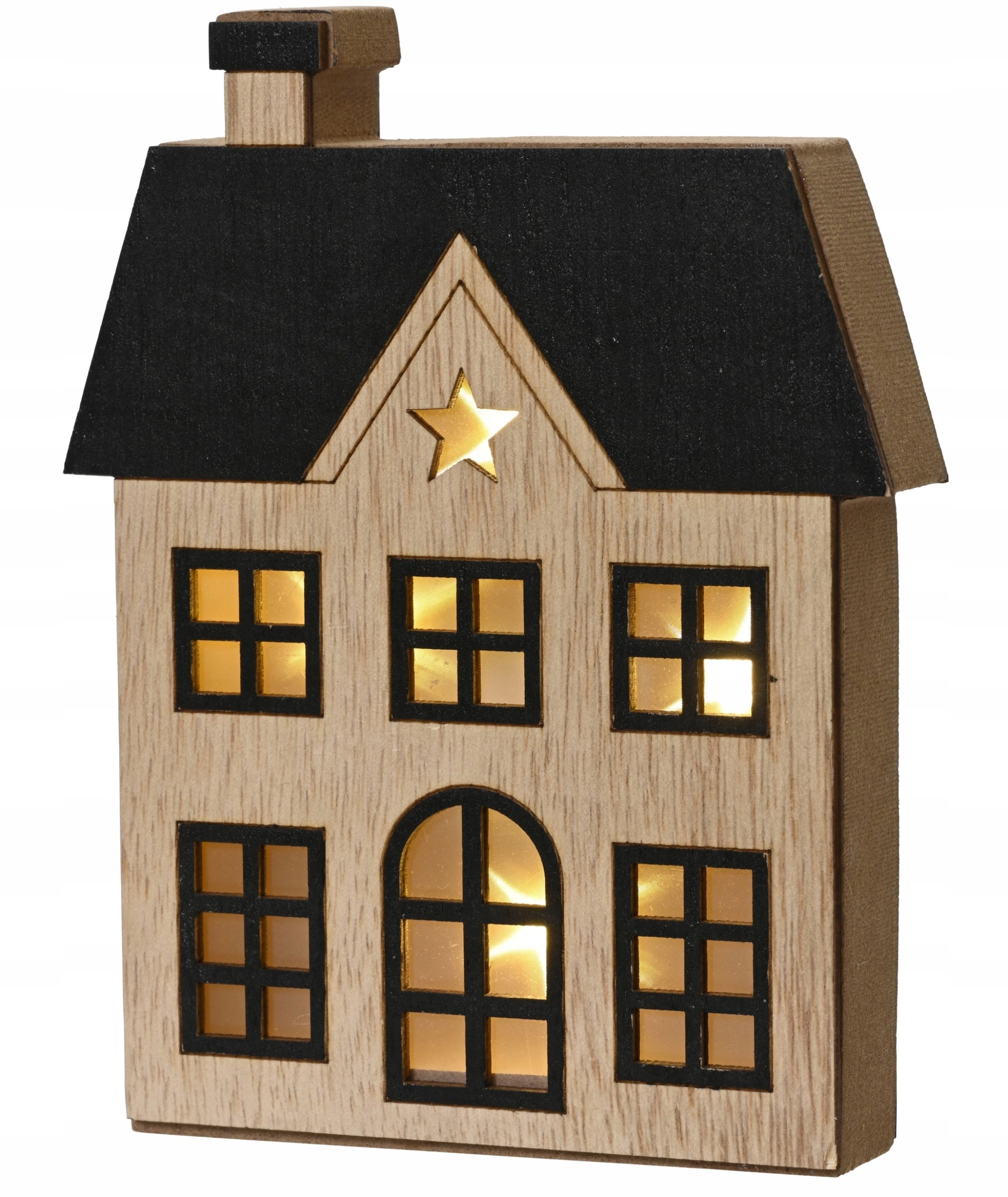 Figurka świąteczna domek LED sklejka nowoczesny 12x15cm 1szt